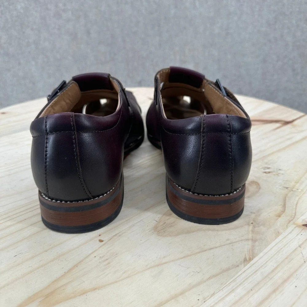 NWOB La Milano Fisherman Sandals Mens 10 Burgundy Leather Woven